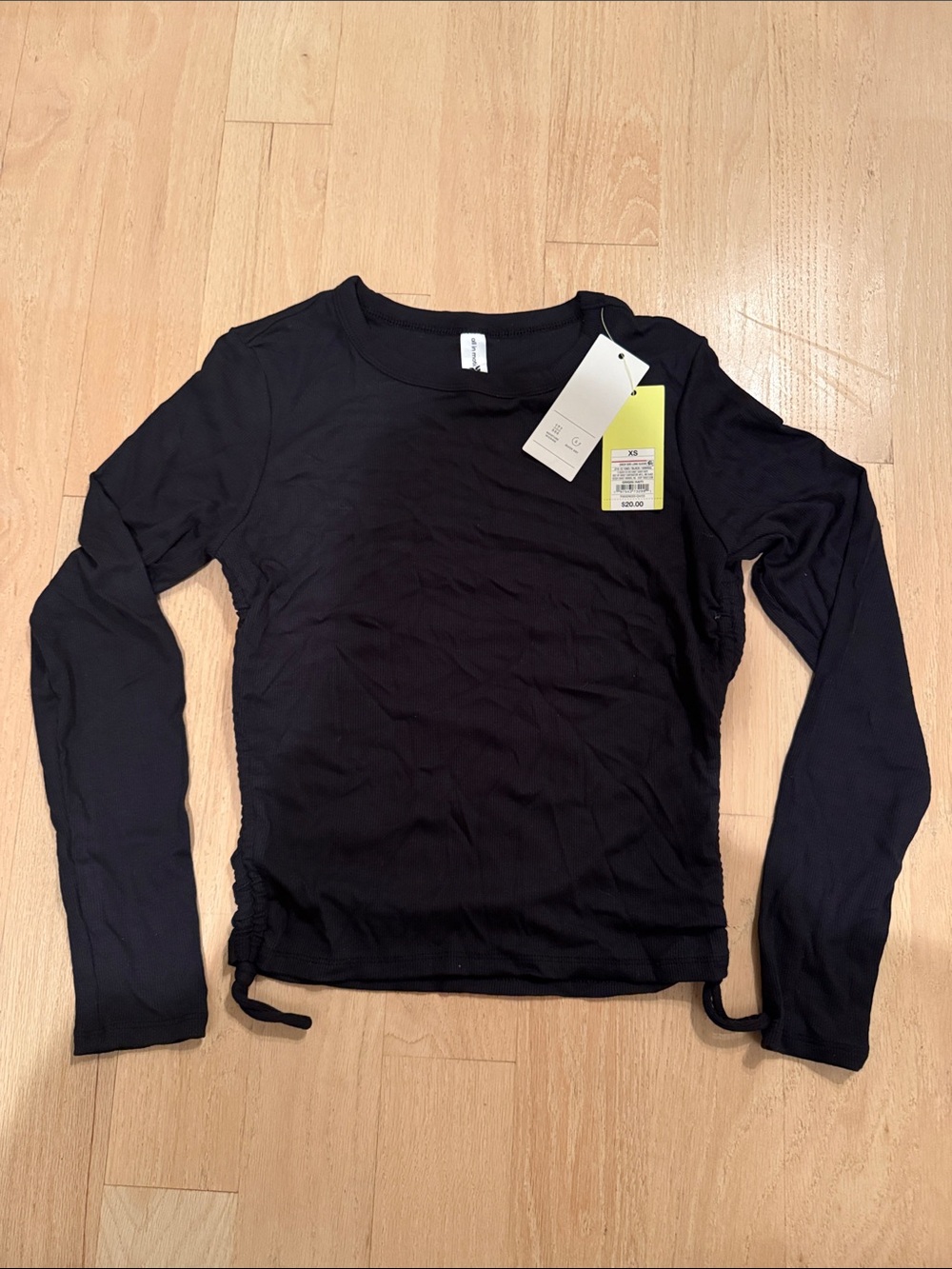 all in motion Black Long-Sleeve Crewneck Top with Side Ties